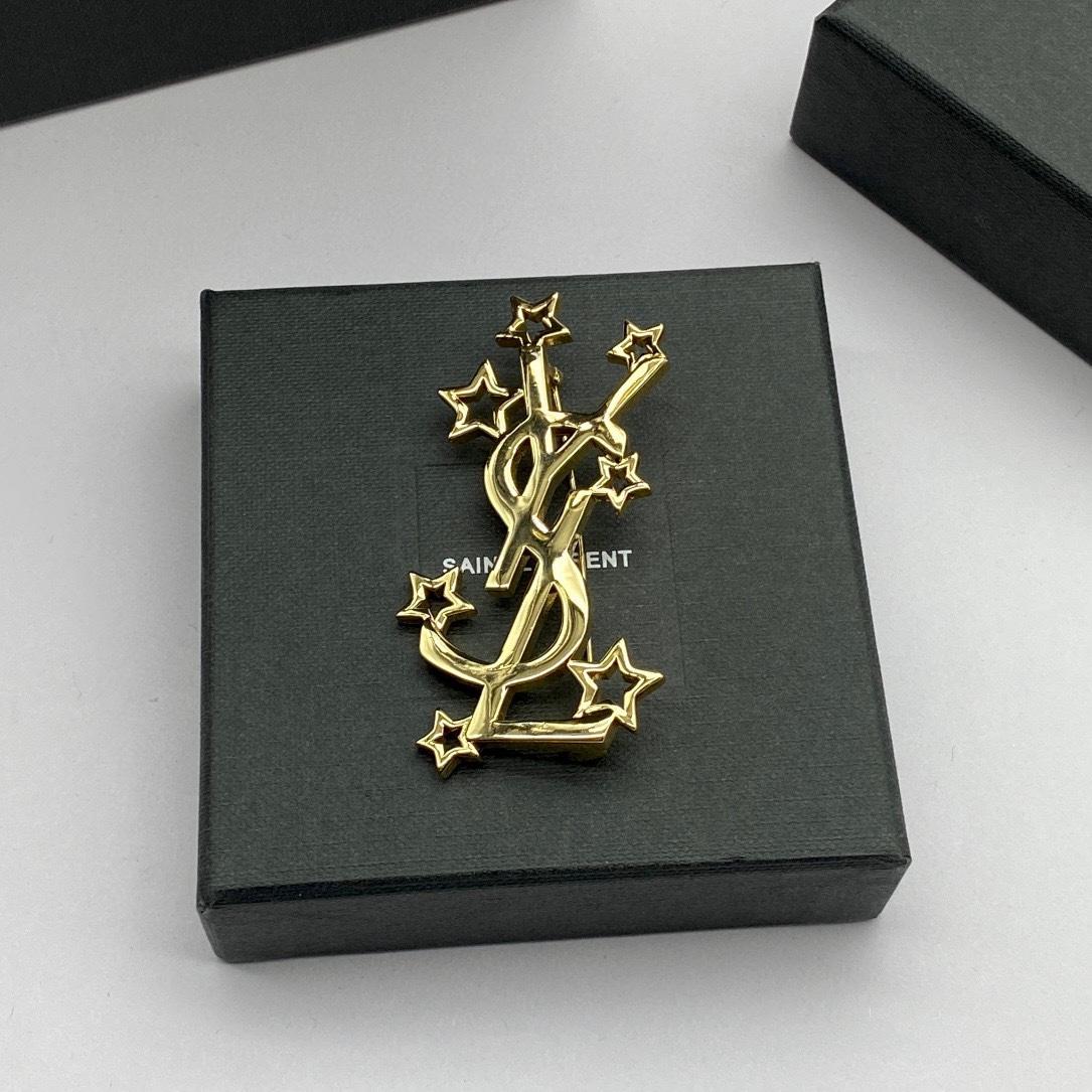 Saint Laurent YSL Logo Brooch - DopestKickz