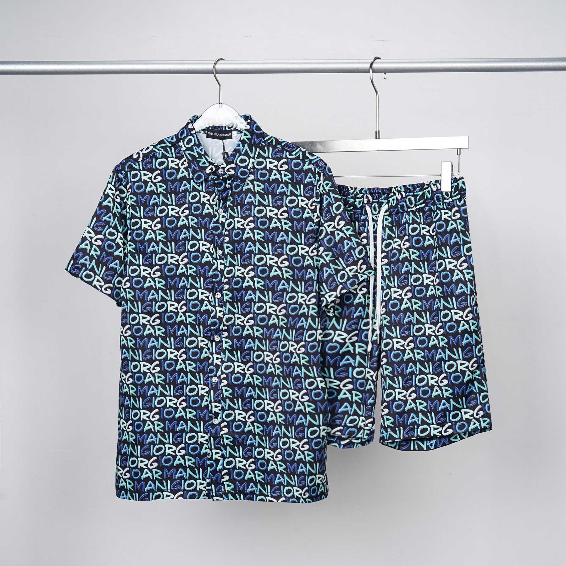 Armani Short-Sleeve Cotton Poplin Shirt & Shorts - DopestKickz