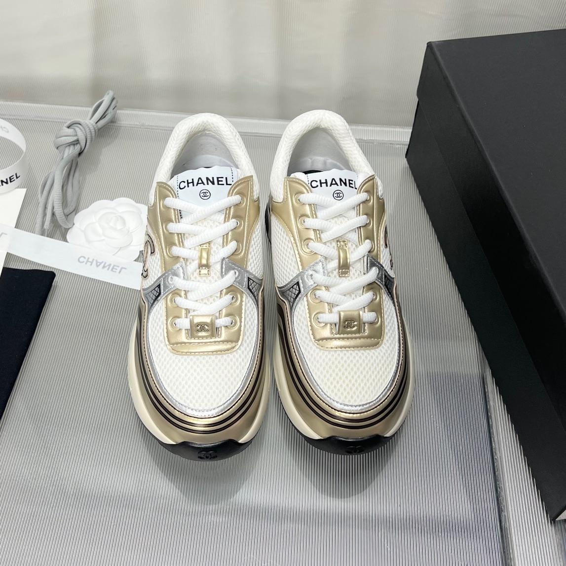 Chanel Fabric & Laminated Sneakers - DopestKickz
