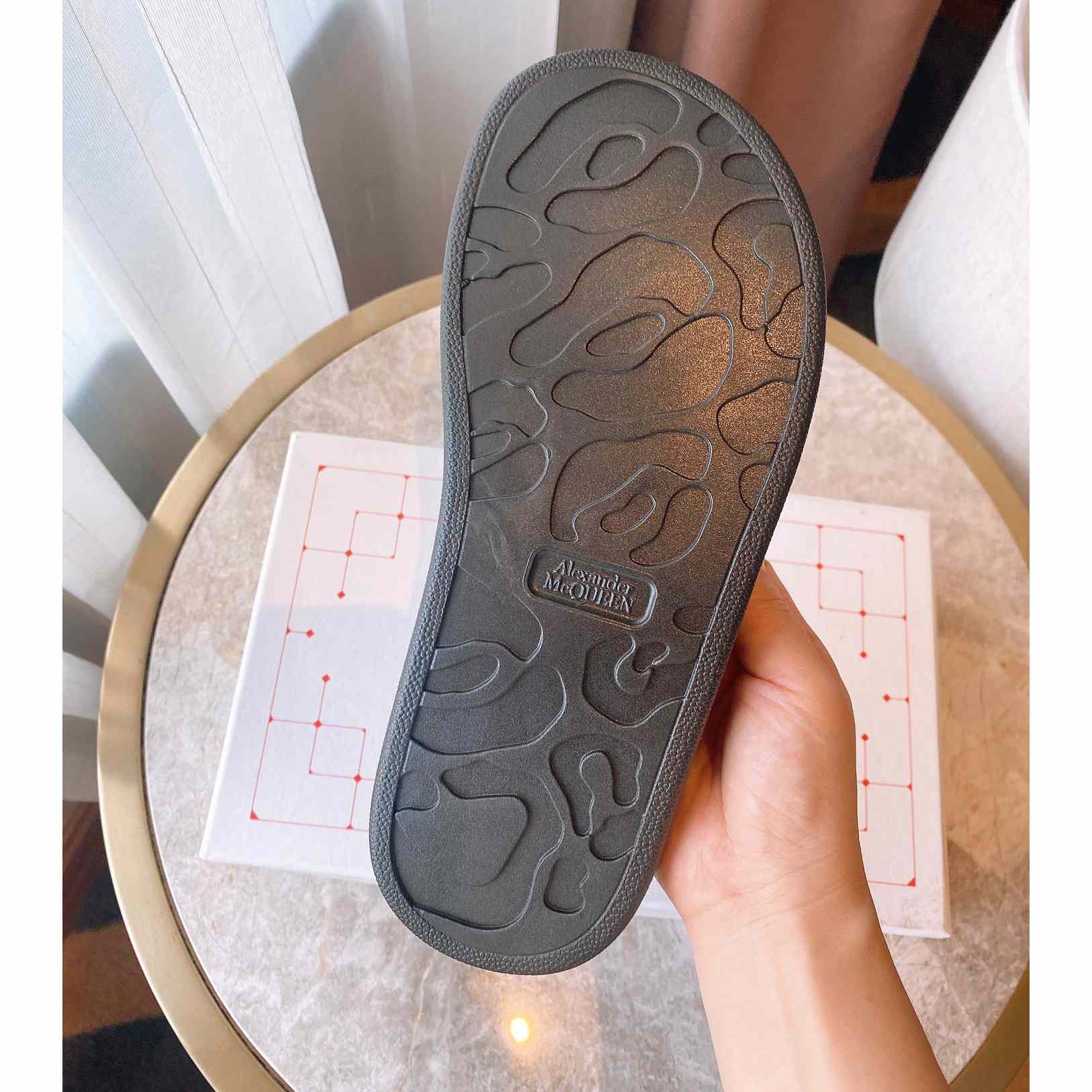 Alexander Mqueen Oversized Hybrid Signature Slide In Black - DopestKickz