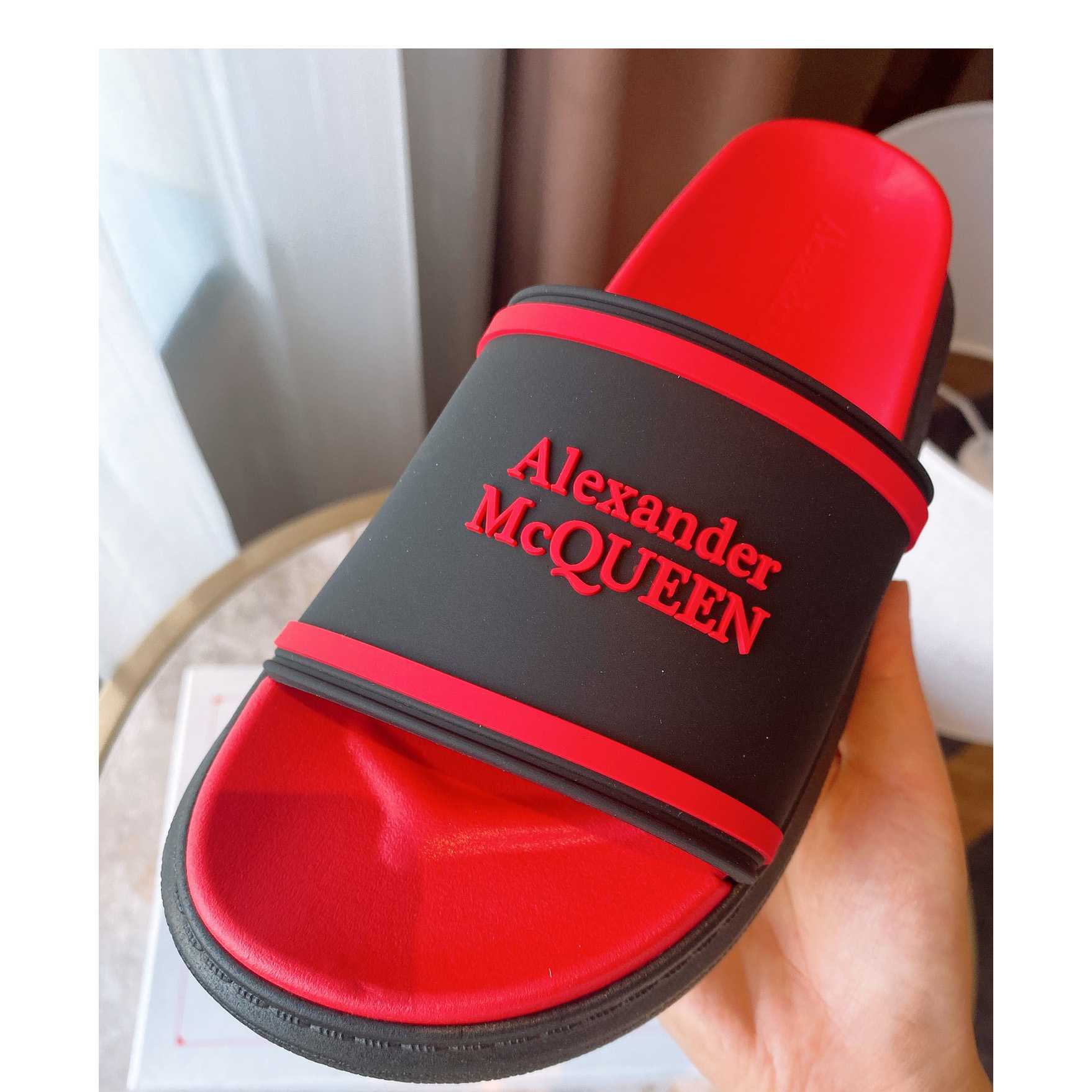 Alexander Mqueen Oversized Hybrid Signature Slide In Black - DopestKickz