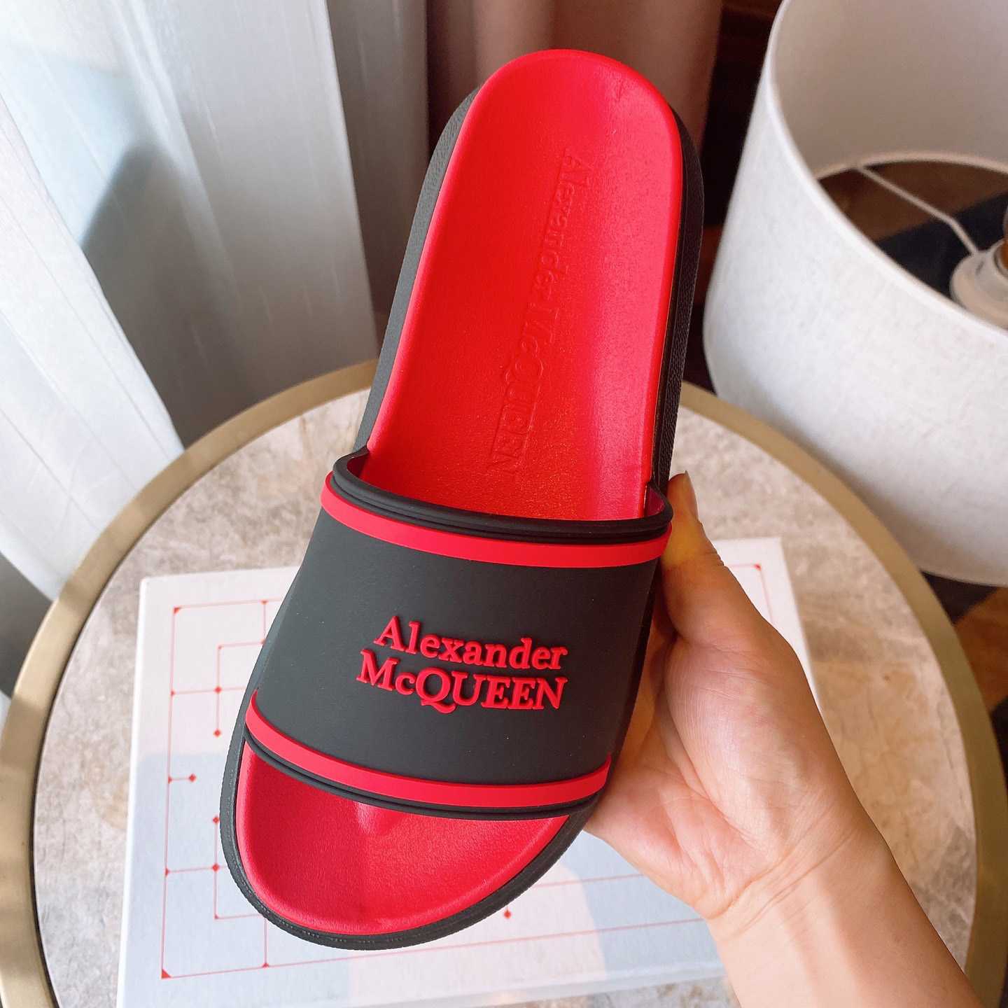 Alexander Mqueen Oversized Hybrid Signature Slide In Black - DopestKickz