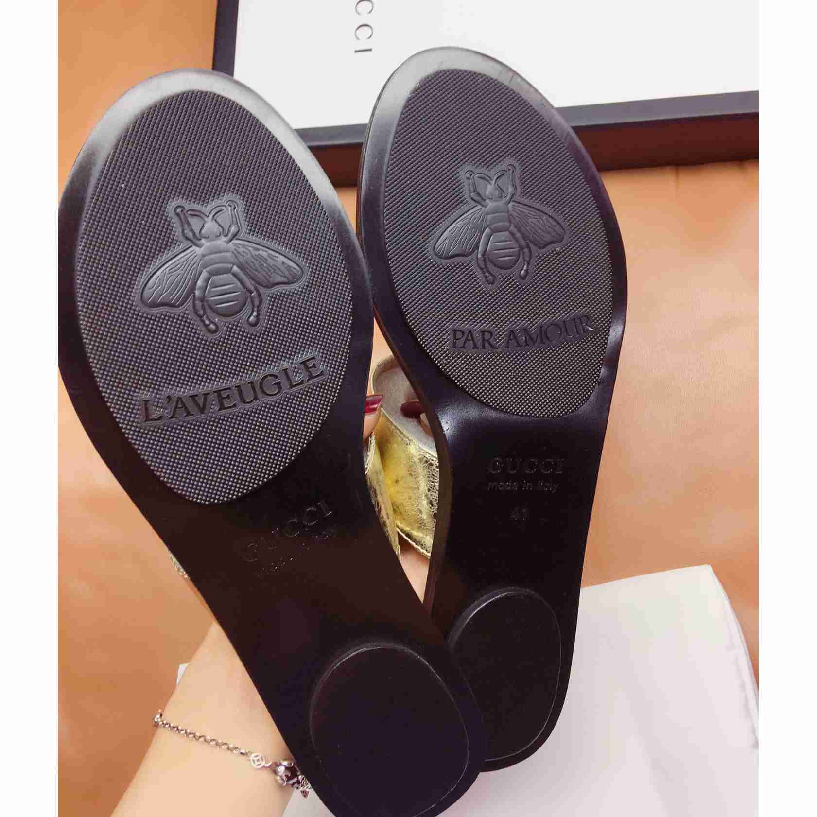 Gucci Marmont Leather Platform Sandals - DopestKickz