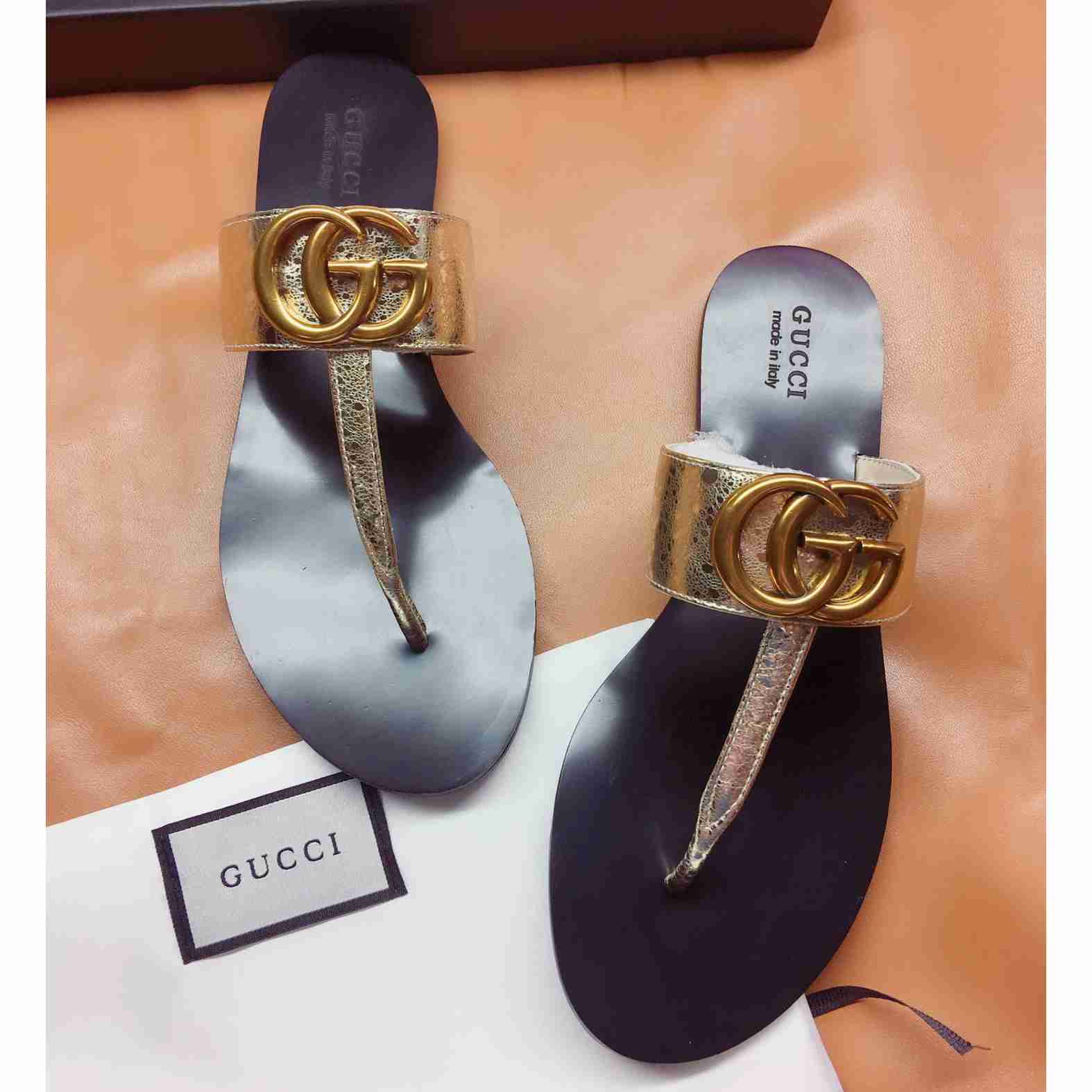 Gucci Marmont Leather Platform Sandals - DopestKickz
