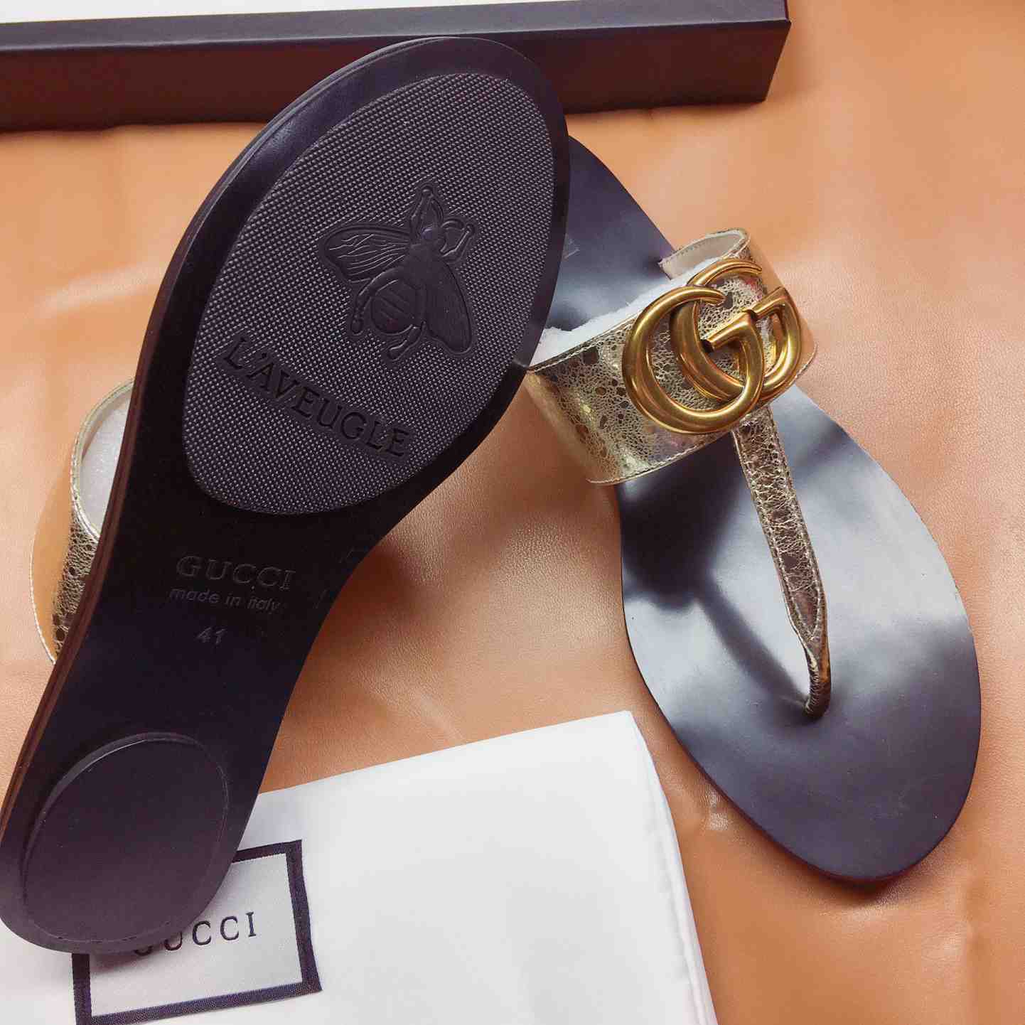 Gucci Marmont Leather Platform Sandals - DopestKickz