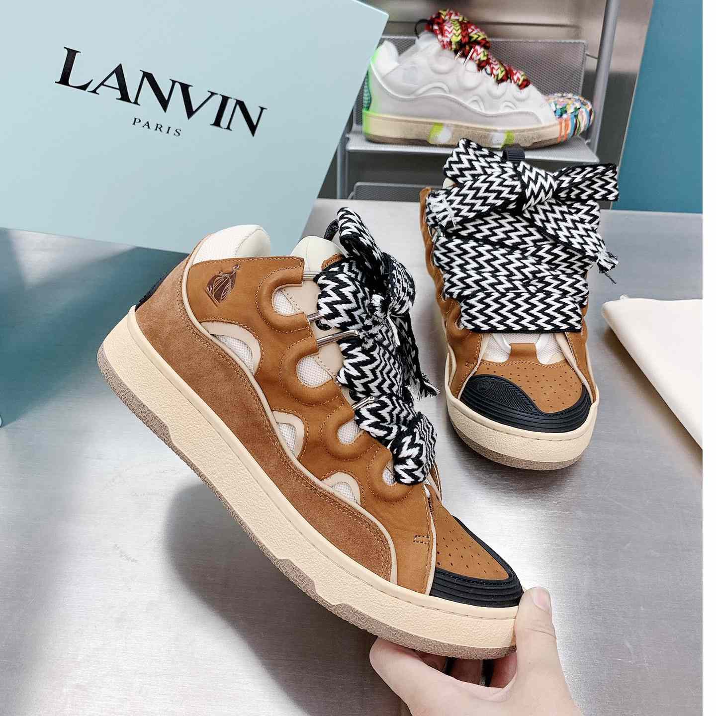 Lanvin Leather Curb Sneakers - DopestKickz