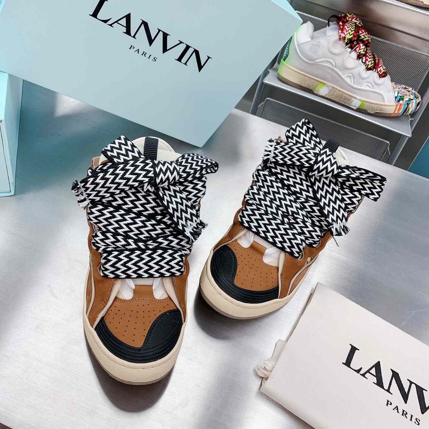 Lanvin Leather Curb Sneakers - DopestKickz
