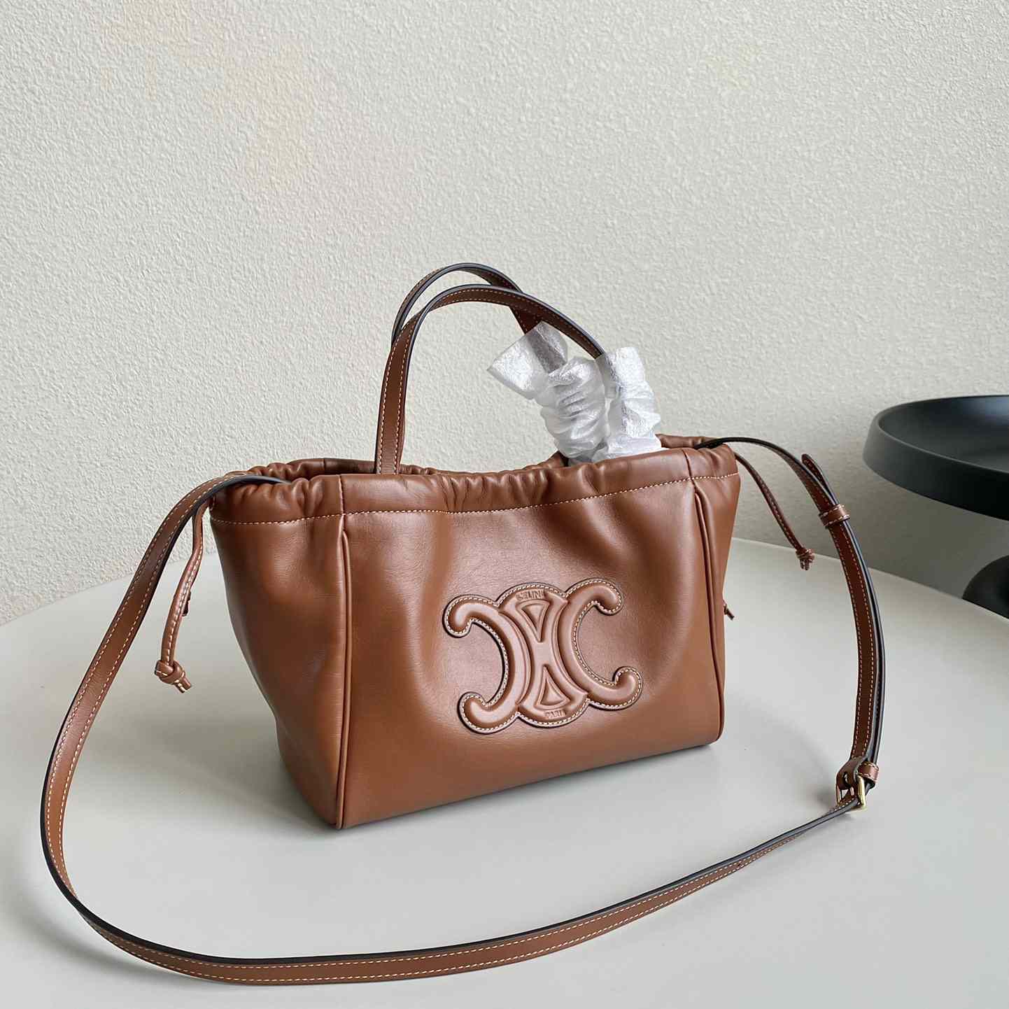 Celine Small Cabas Drawstring Cuir Triomphe In Smooth Calfskin - DopestKickz
