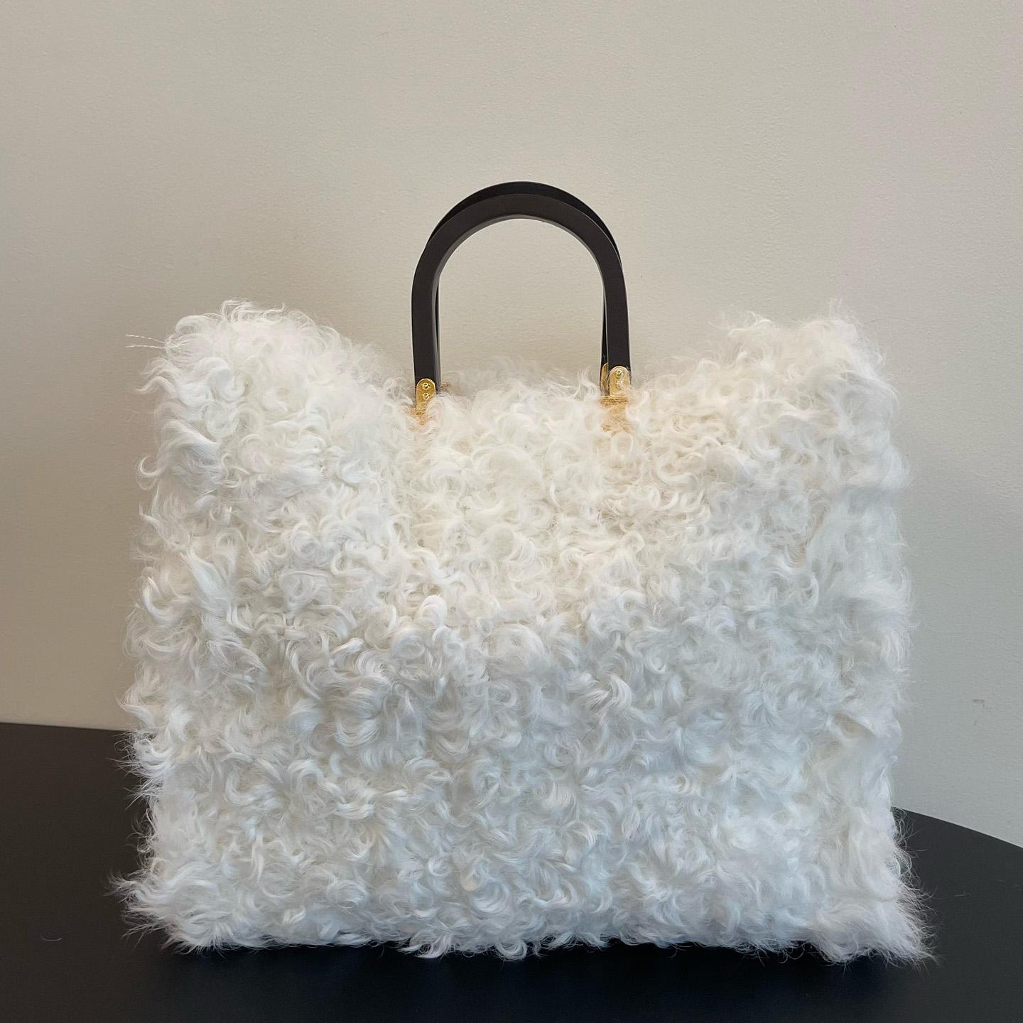 Fendi Sunshine White Mohair Shopper (35-17-31cmcm)   - DopestKickz