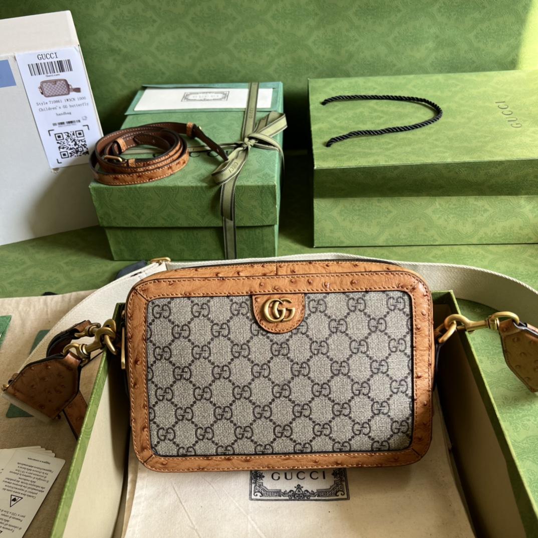 Gucci Python Trim Shoulder Bag With Double G (23.5x 16x 4.5cm) - DopestKickz