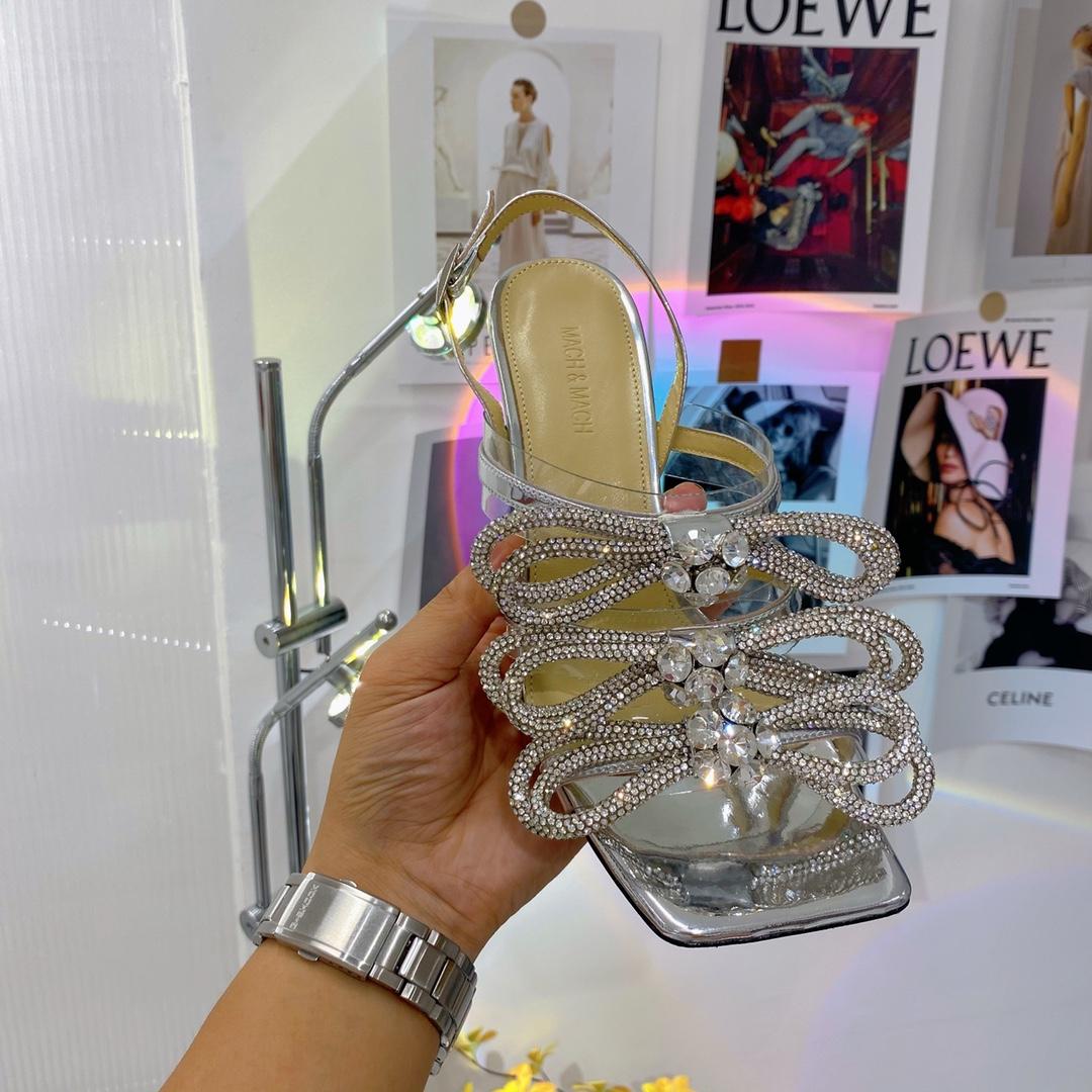 Mach & Mach White Triple Bow Metallic Leather Sandals - DopestKickz