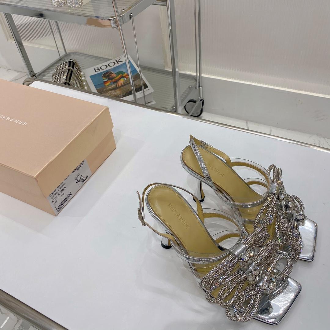 Mach & Mach White Triple Bow Metallic Leather Sandals - DopestKickz