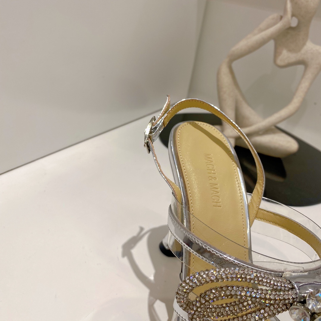 Mach & Mach White Triple Bow Metallic Leather Sandals - DopestKickz