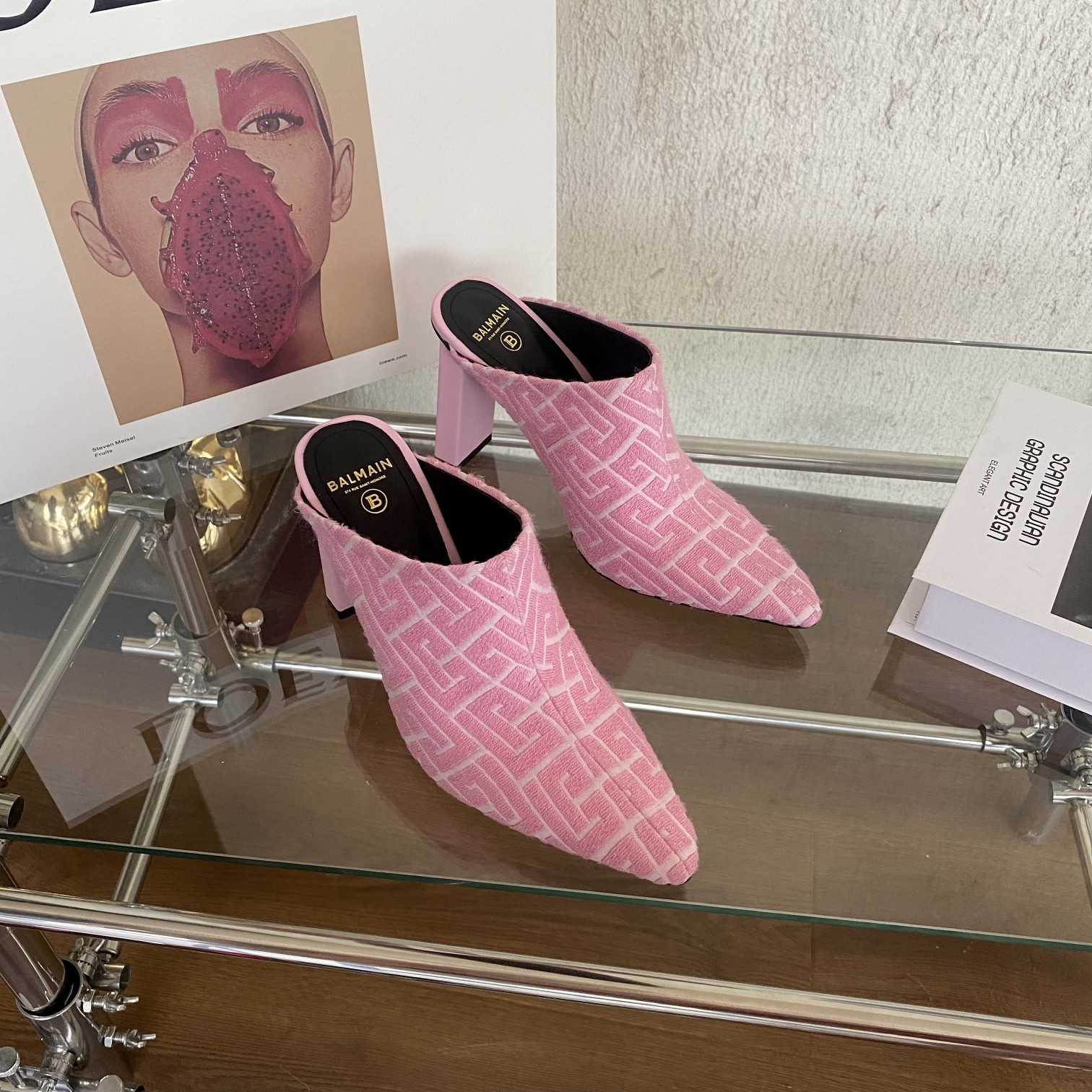 Balmain Monogram-Print Heeled Mules - DopestKickz