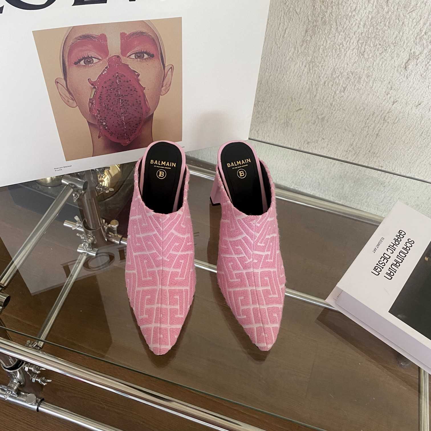 Balmain Monogram-Print Heeled Mules - DopestKickz