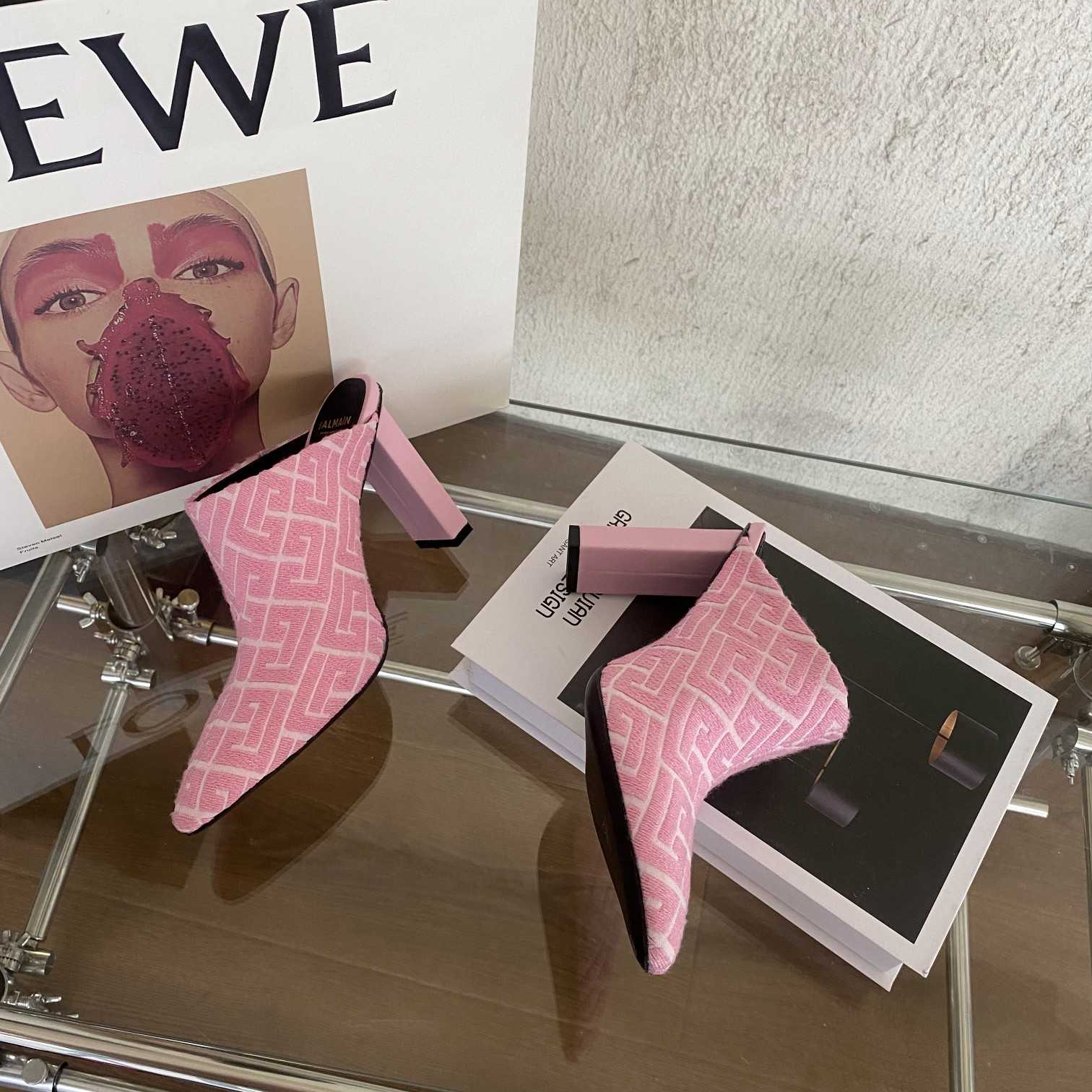 Balmain Monogram-Print Heeled Mules - DopestKickz