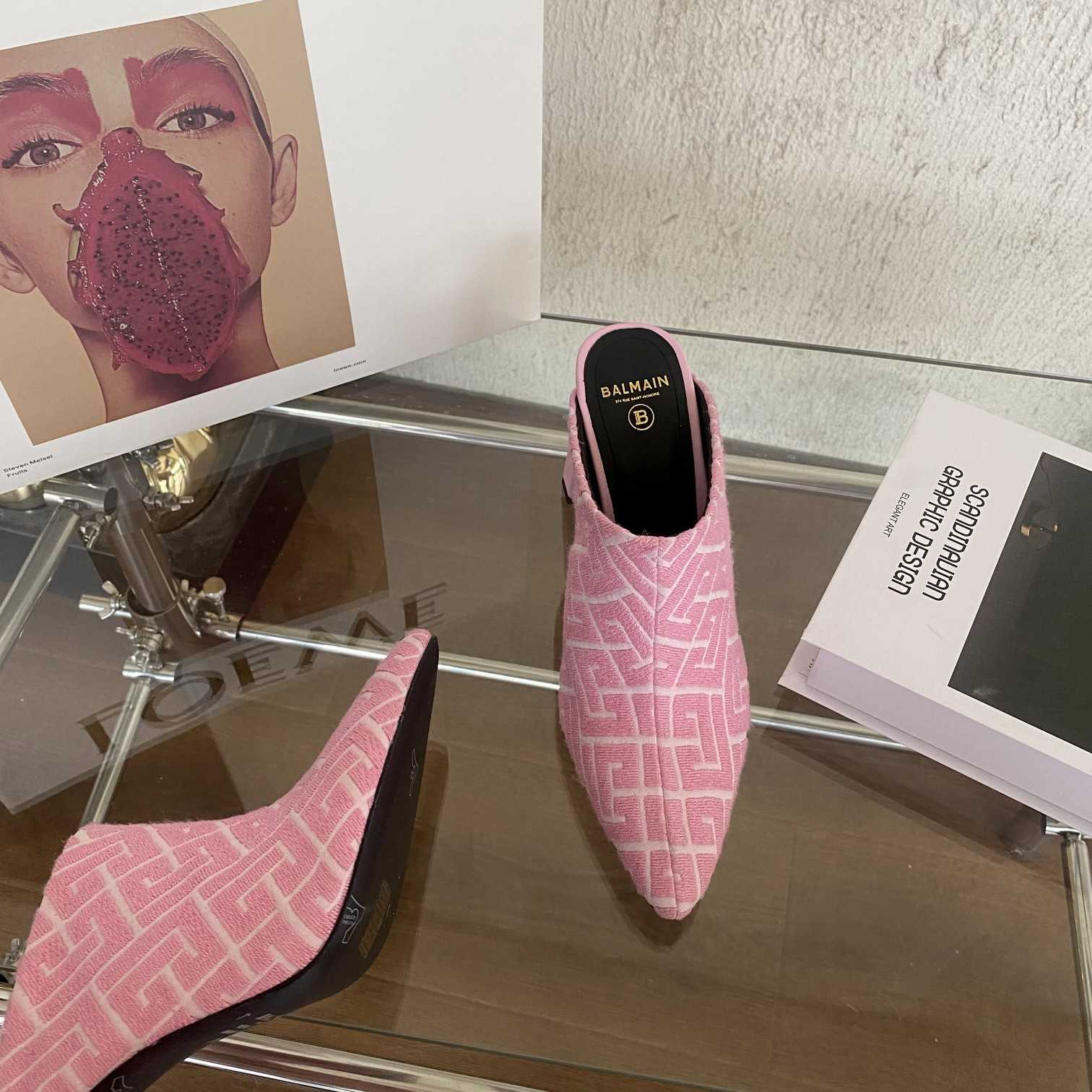 Balmain Monogram-Print Heeled Mules - DopestKickz