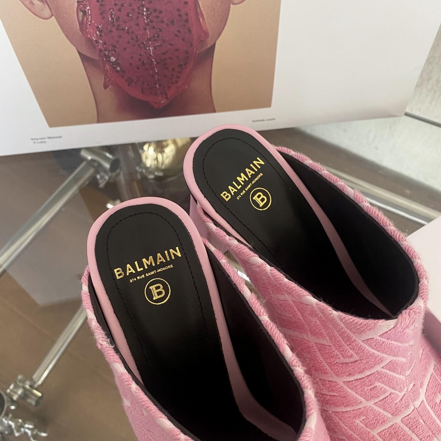 Balmain Monogram-Print Heeled Mules - DopestKickz
