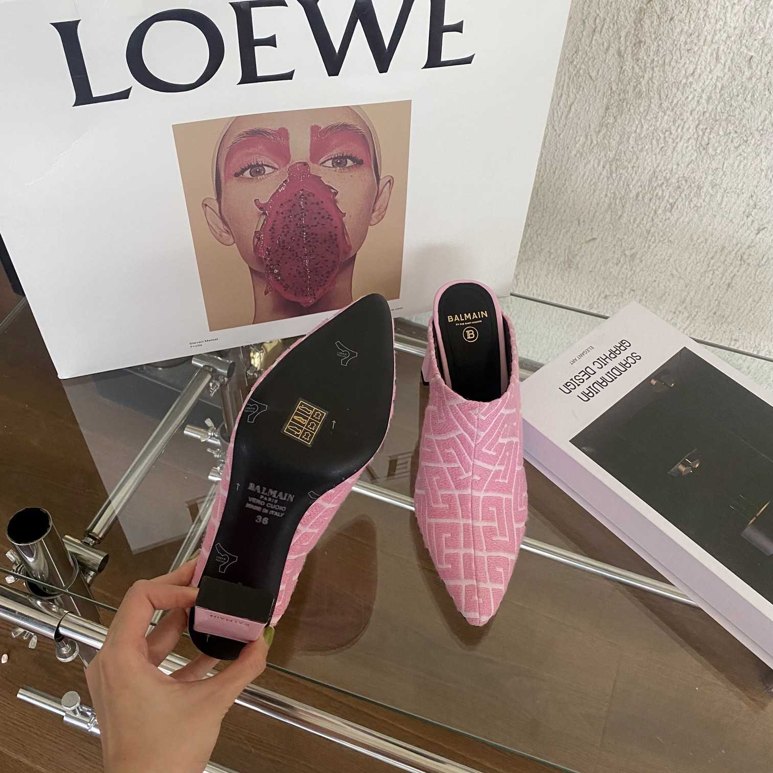 Balmain Monogram-Print Heeled Mules - DopestKickz