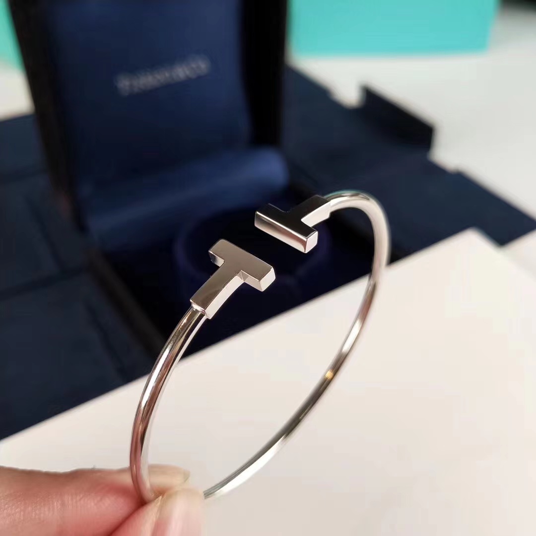Tiffany&CO T Bar Open Bangle 18K Gold Plated Gold Cuff Bracelet - DopestKickz