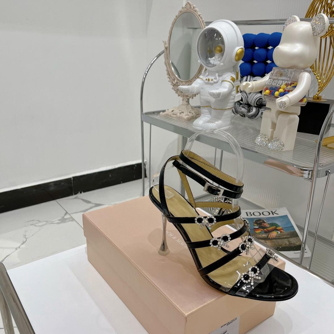 Mach & Mach Black Queen 85mm Heeled Sandals - DopestKickz