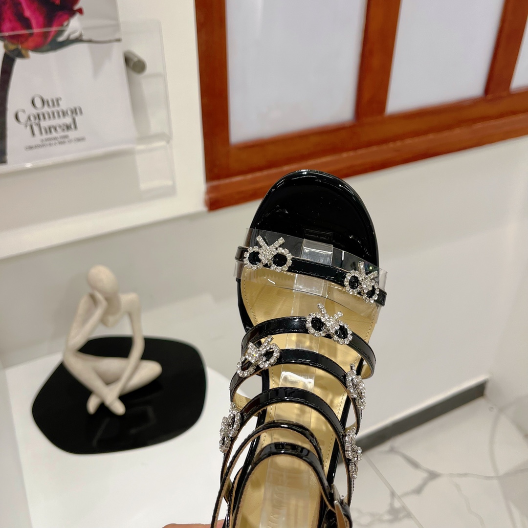 Mach & Mach Black Queen 85mm Heeled Sandals - DopestKickz