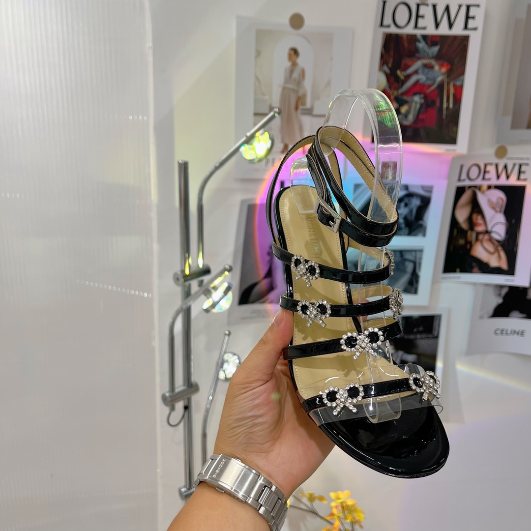 Mach & Mach Black Queen 85mm Heeled Sandals - DopestKickz