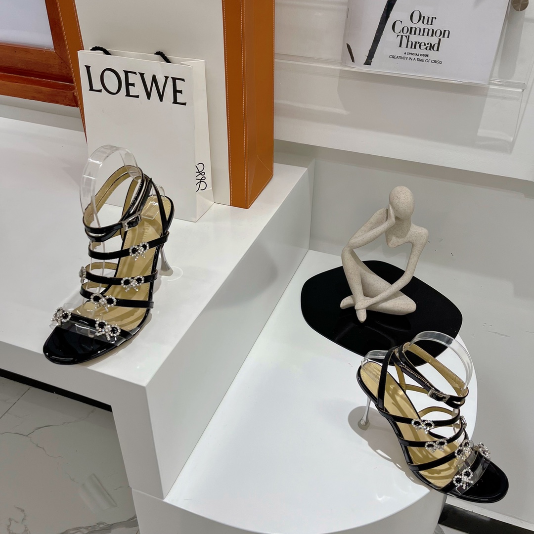 Mach & Mach Black Queen 85mm Heeled Sandals - DopestKickz