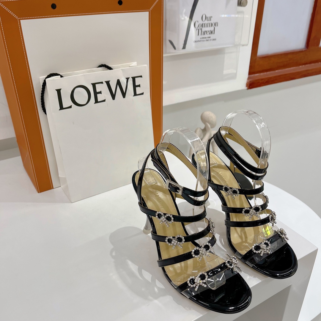 Mach & Mach Black Queen 85mm Heeled Sandals - DopestKickz