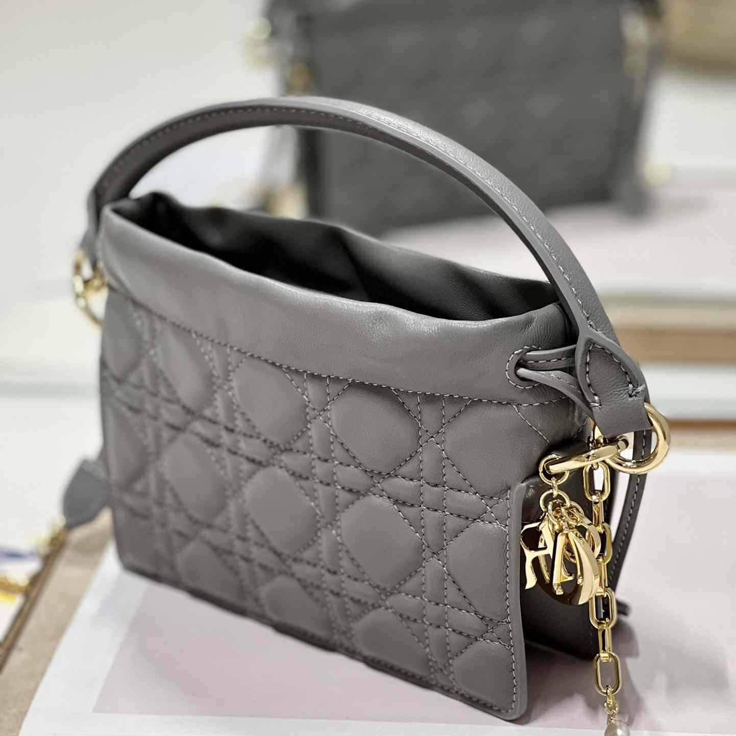 Dior Lady Dior Top Handle Drawstring Mini Bag - DopestKickz
