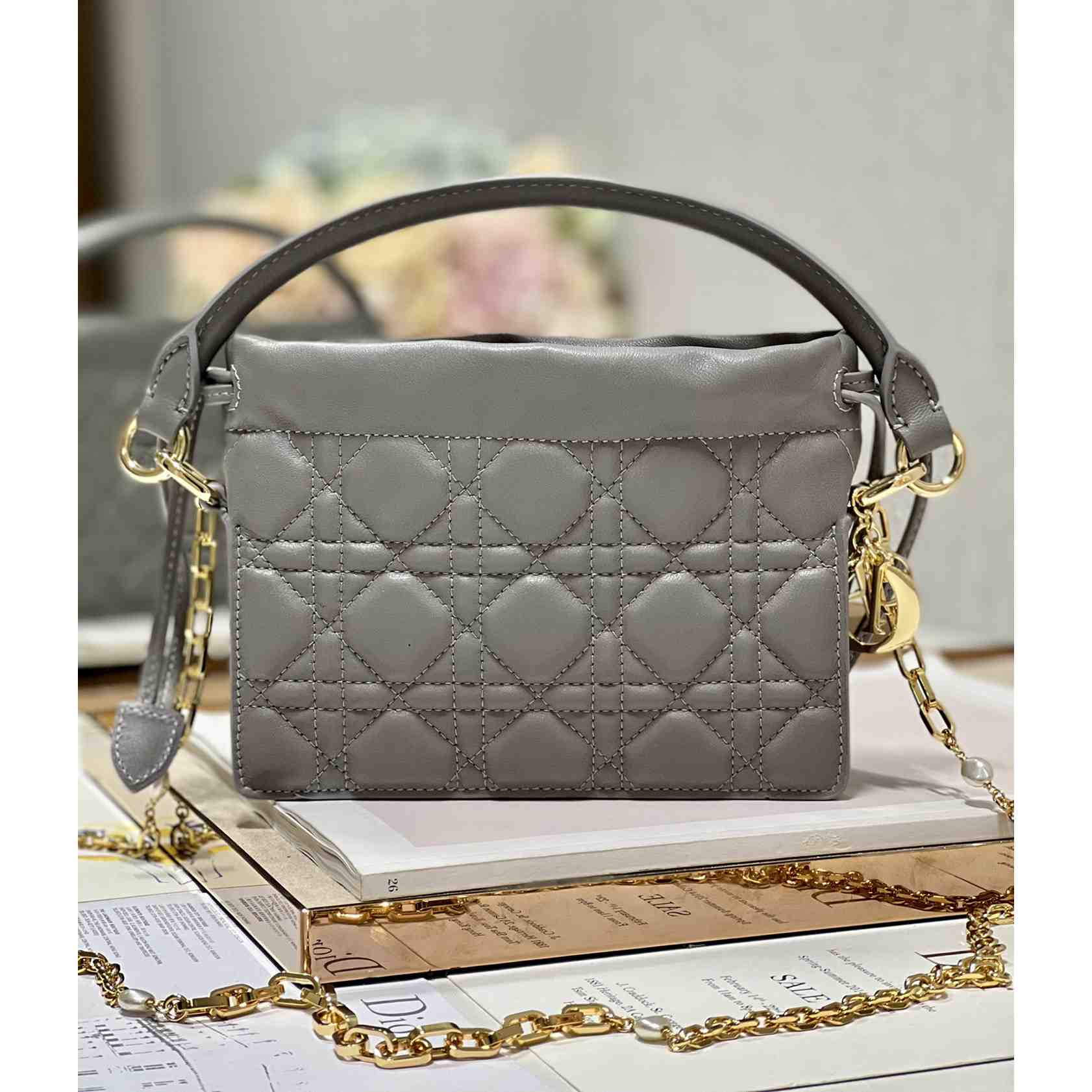 Dior Lady Dior Top Handle Drawstring Mini Bag - DopestKickz