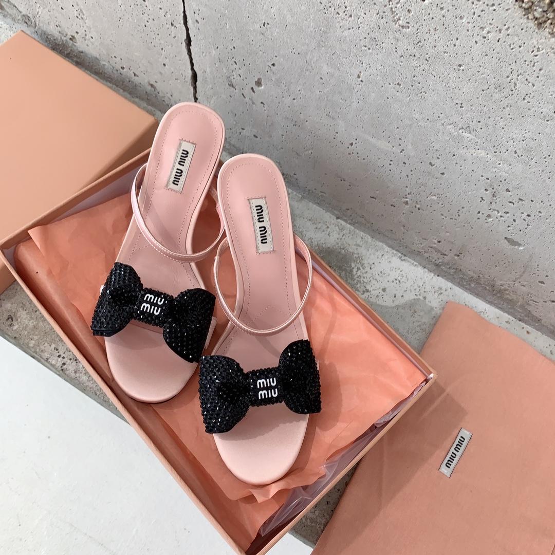 Miu Miu Satin Bow Sandals - DopestKickz