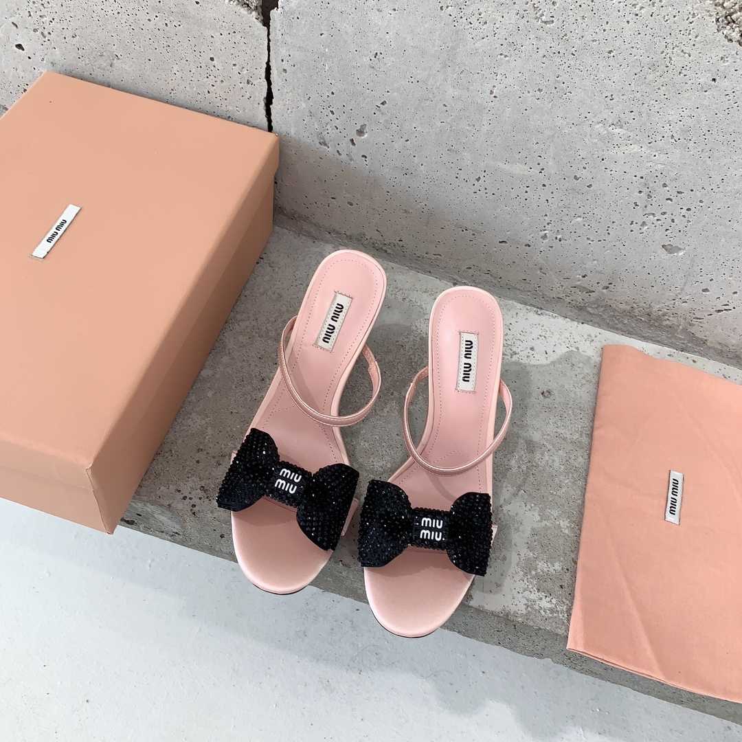Miu Miu Satin Bow Sandals - DopestKickz