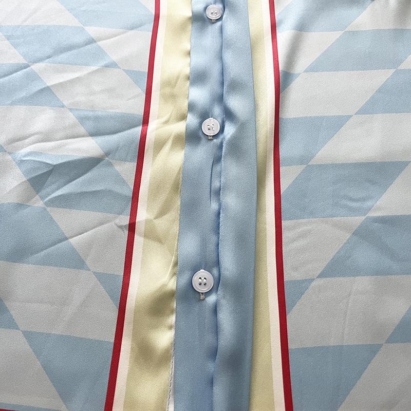 Casablanca Damiers Et Cygne Bleu Silk Shirt In Azzurro - DopestKickz