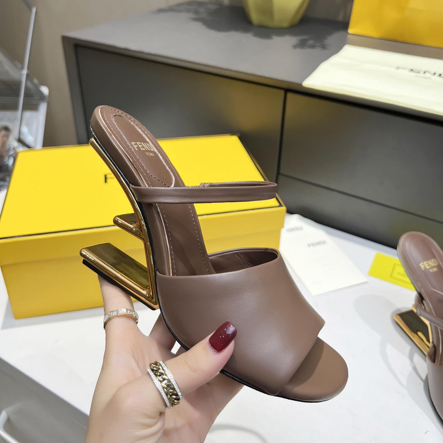 Fendi First Black Leather High-Heeled Sandals - DopestKickz