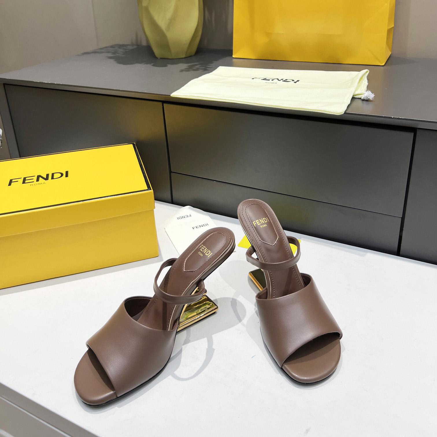 Fendi First Black Leather High-Heeled Sandals - DopestKickz