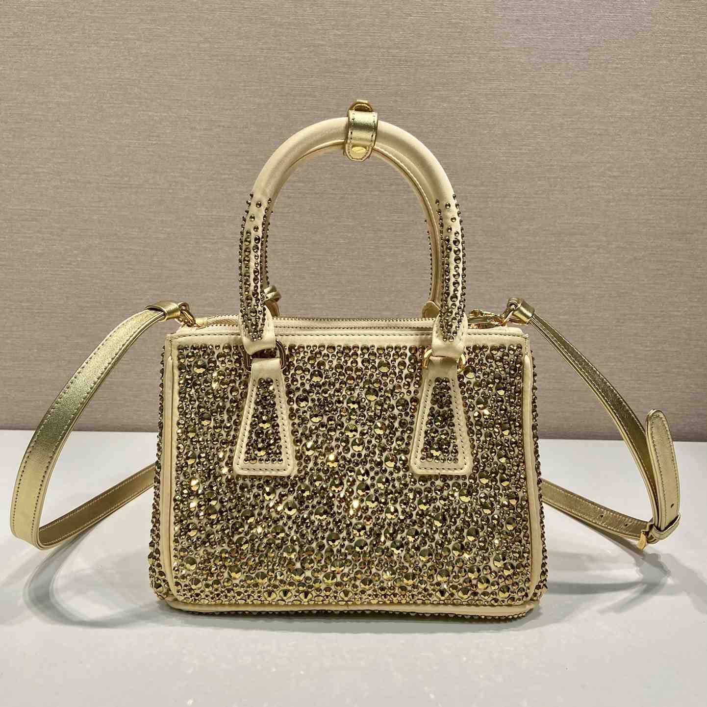 Prada Galleria Satin Mini-bag With Crystals - DopestKickz