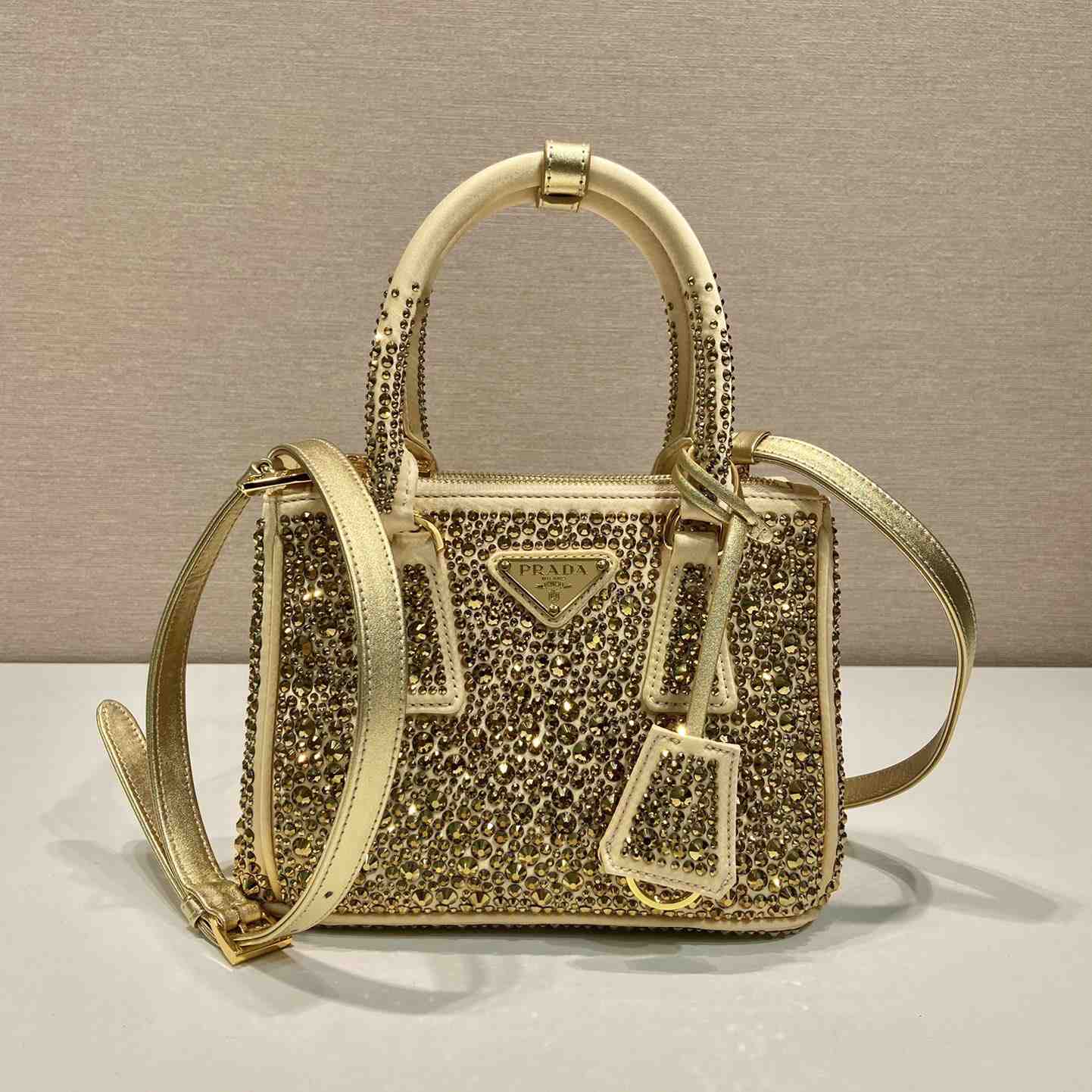 Prada Galleria Satin Mini-bag With Crystals - DopestKickz