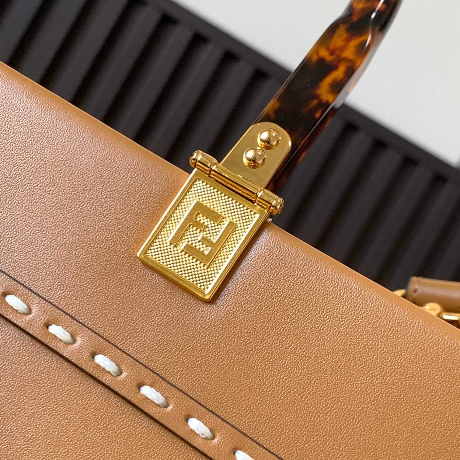 Fendi Sunshine Medium Light Brown Leather And Elaphe Shopper Bag - DopestKickz