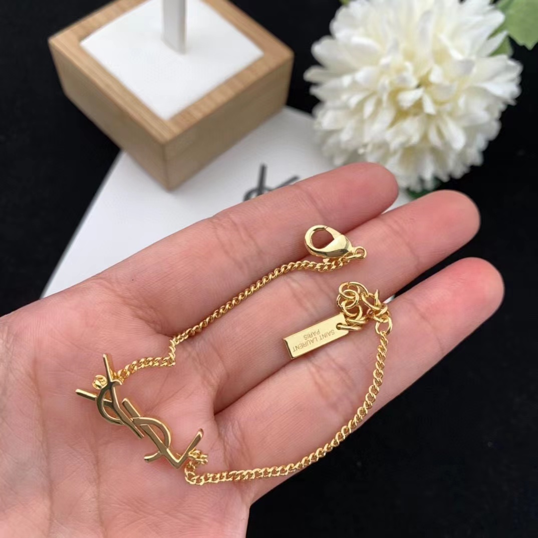 Saint Laurent Opyum Charm Bracelet In Gold Brass - DopestKickz