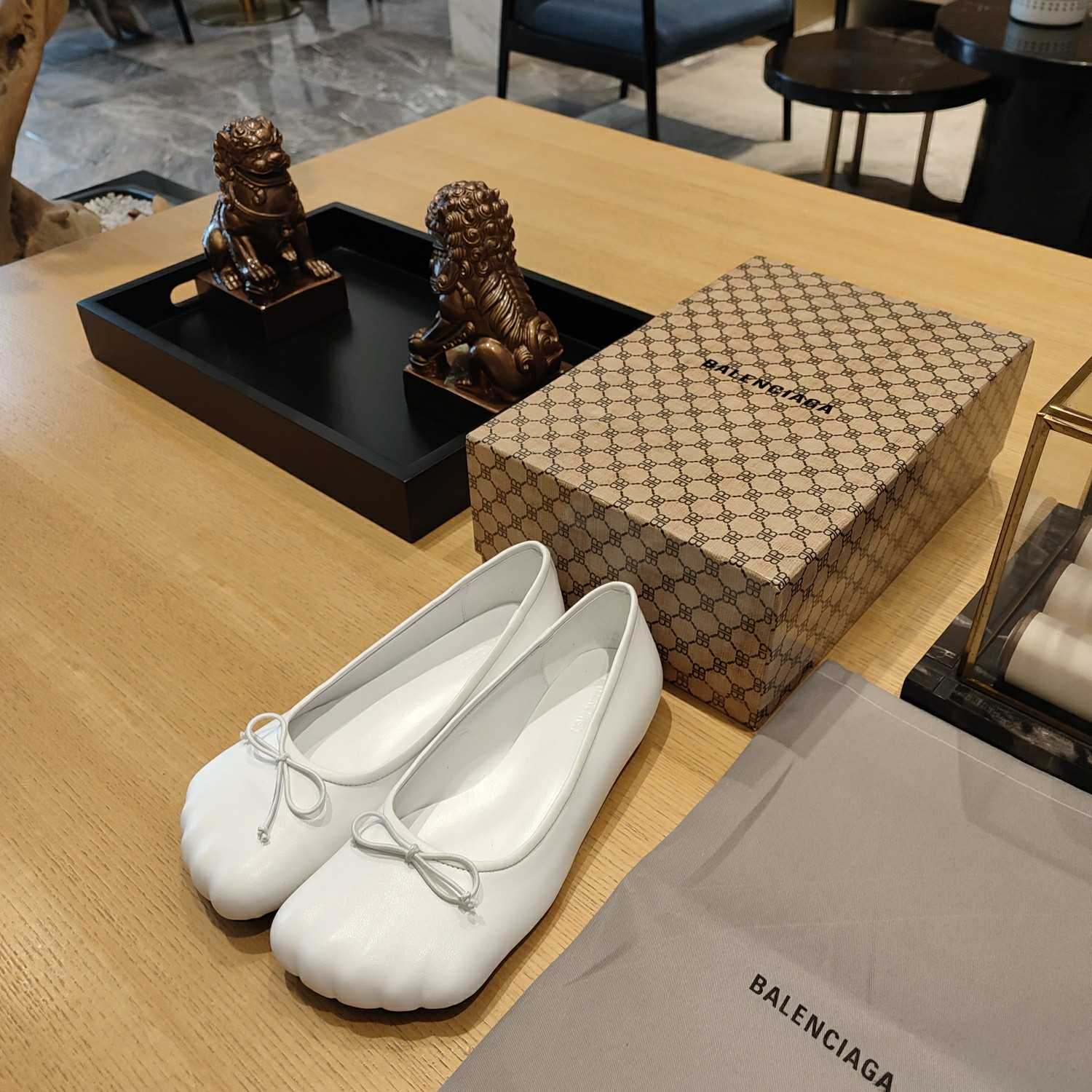 Balenciaga Women's Black Fetish Ballerina Flats - DopestKickz