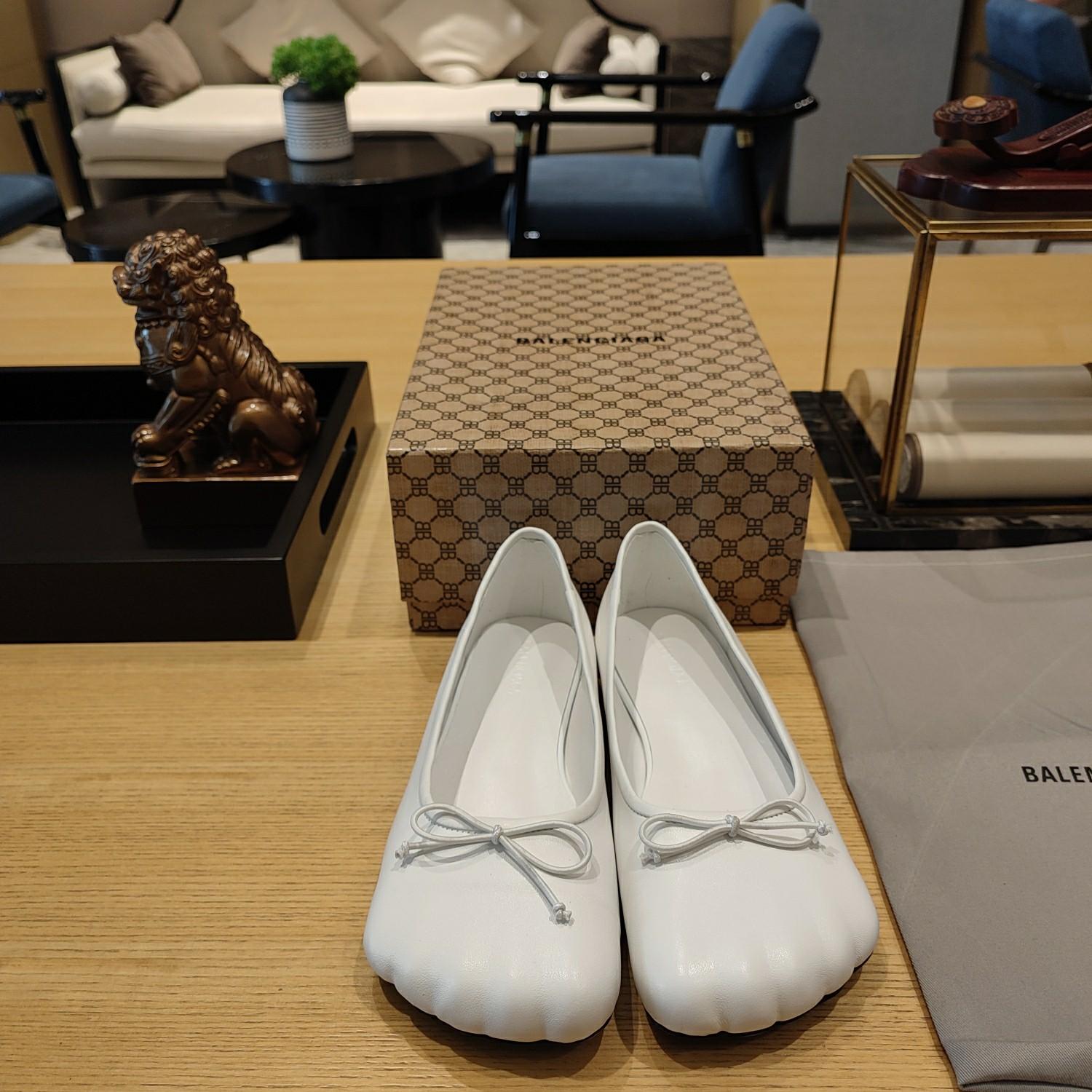 Balenciaga Women's Black Fetish Ballerina Flats - DopestKickz