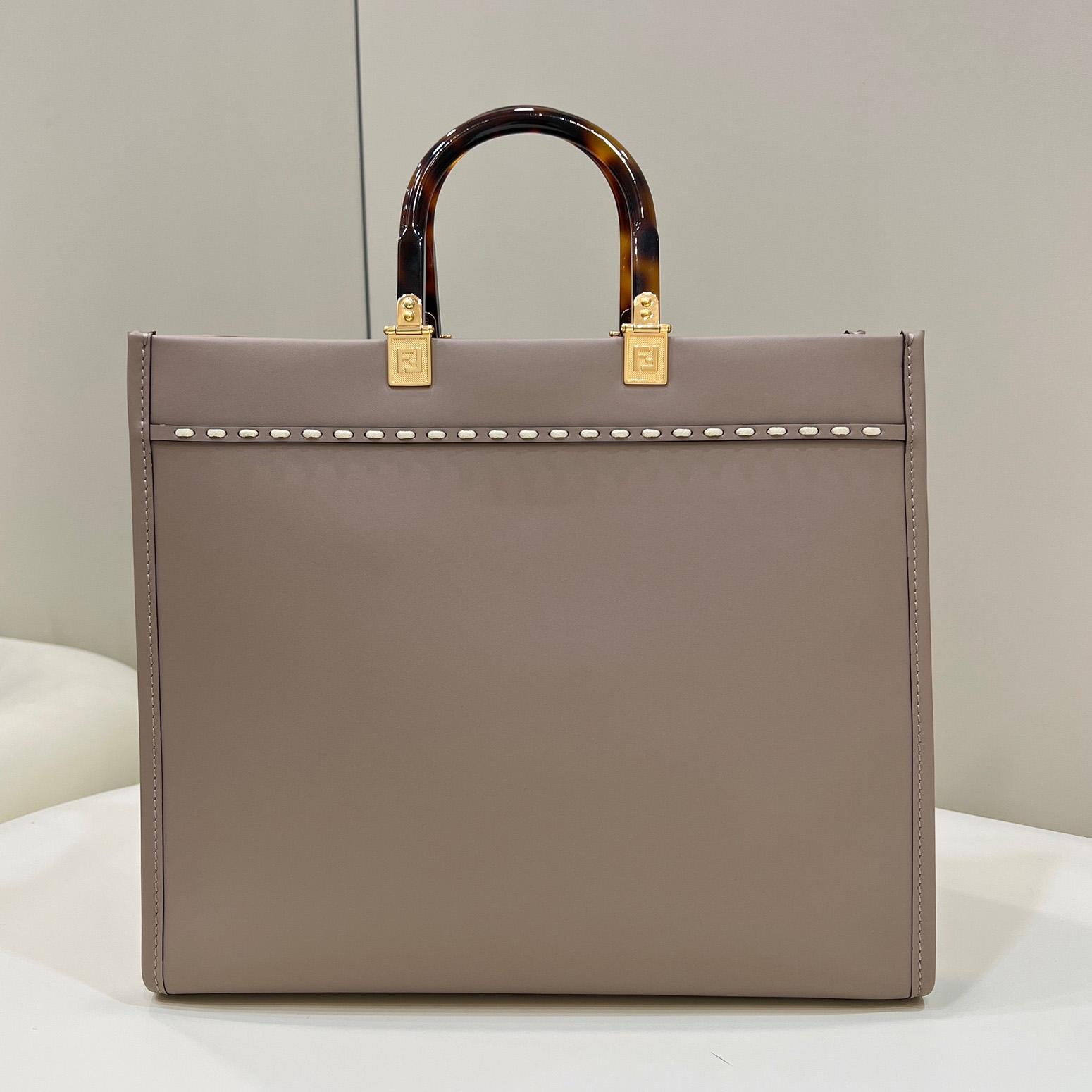 Fendi Sunshine Medium Beige Leather And Elaphe Shopper - DopestKickz