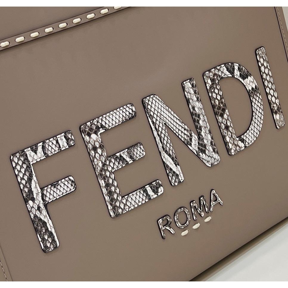 Fendi Sunshine Medium Beige Leather And Elaphe Shopper - DopestKickz