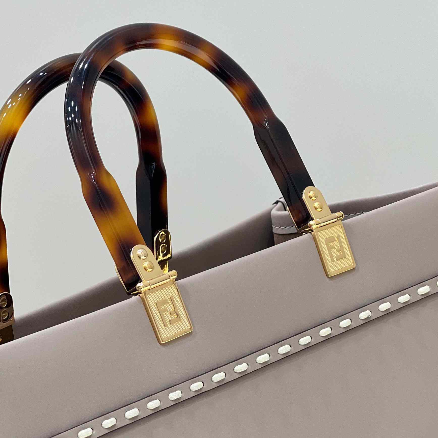 Fendi Sunshine Medium Beige Leather And Elaphe Shopper - DopestKickz