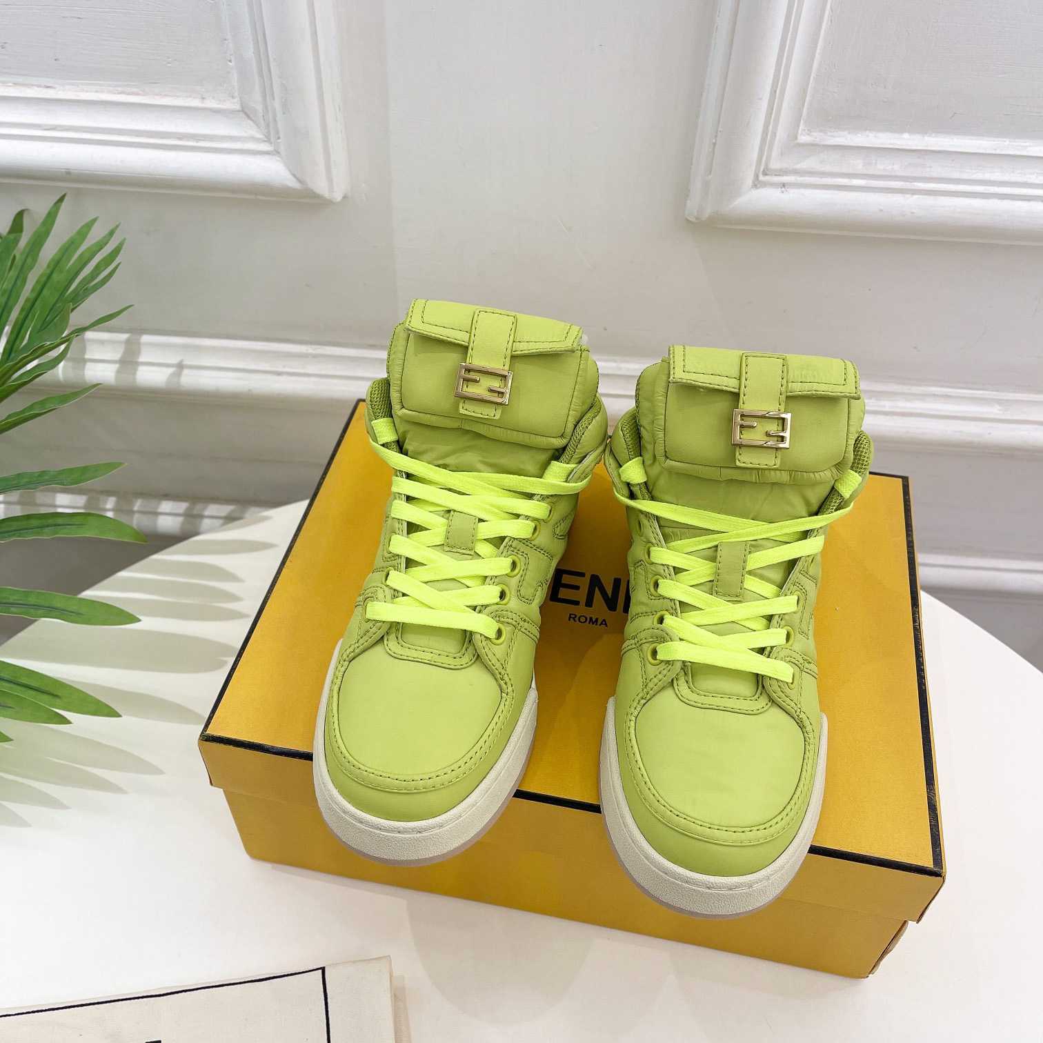 Fendi Match Acid Green Nylon High-Tops Sneaker - DopestKickz