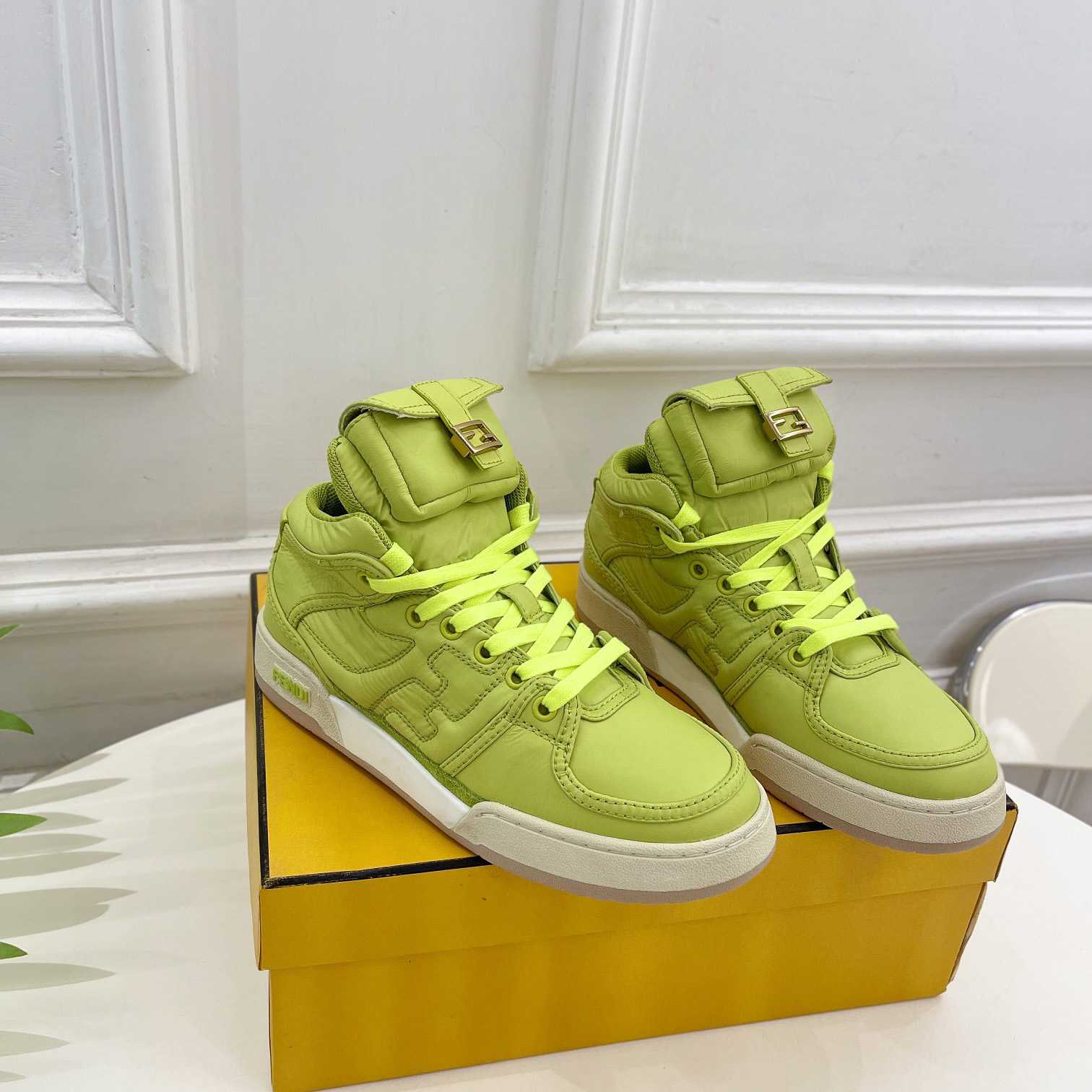 Fendi Match Acid Green Nylon High-Tops Sneaker - DopestKickz