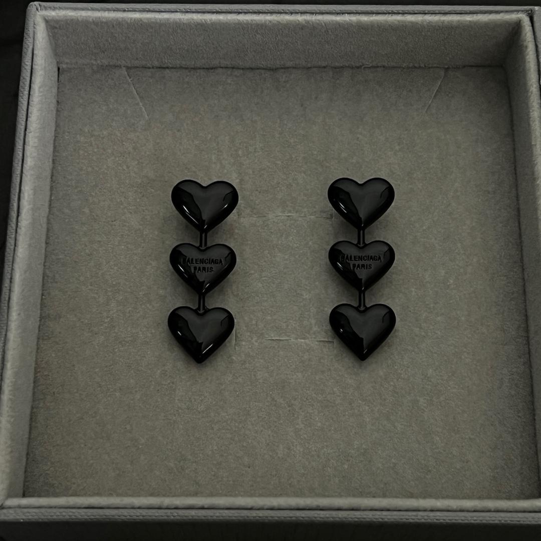 Balenciaga Women's Heart Earrings In Black - DopestKickz