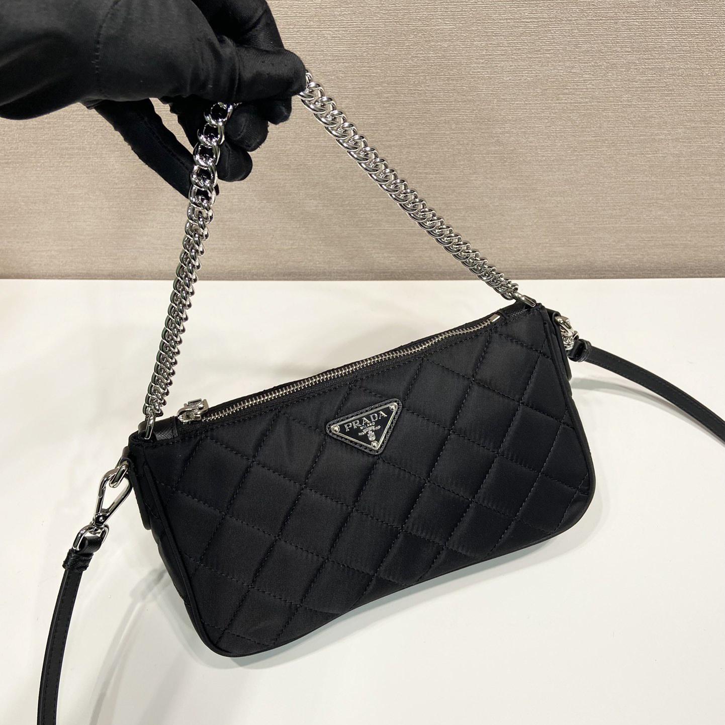 Prada Tessuto Nylon Quilted Chain Convertible Crossbody Bag - DopestKickz