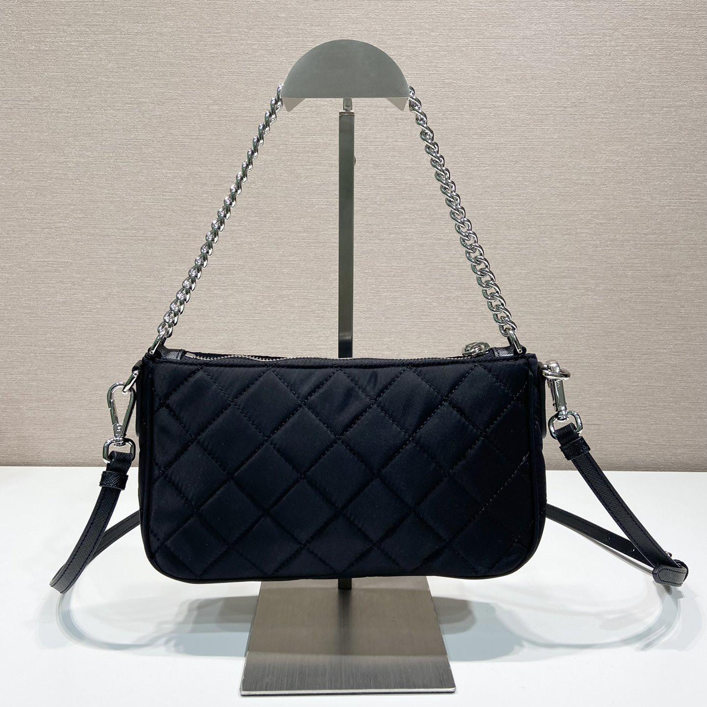Prada Tessuto Nylon Quilted Chain Convertible Crossbody Bag - DopestKickz